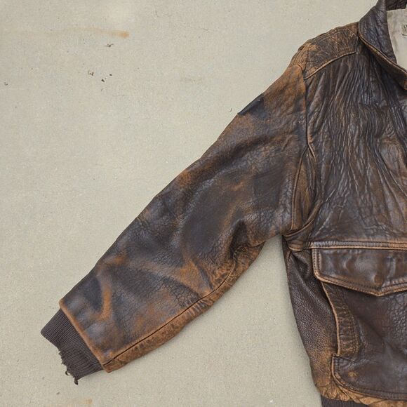 Vintage Leather Flight Bomber Jacket Lafayette Escadrille Squadron Sz 38 XL - Picture 3 of 16